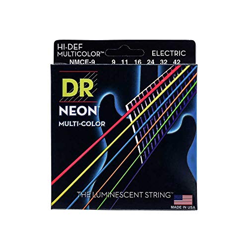 image for DR Strings HI-DEF NEON Electric Guitar Strings (NMCE-9), Multi-Color, 