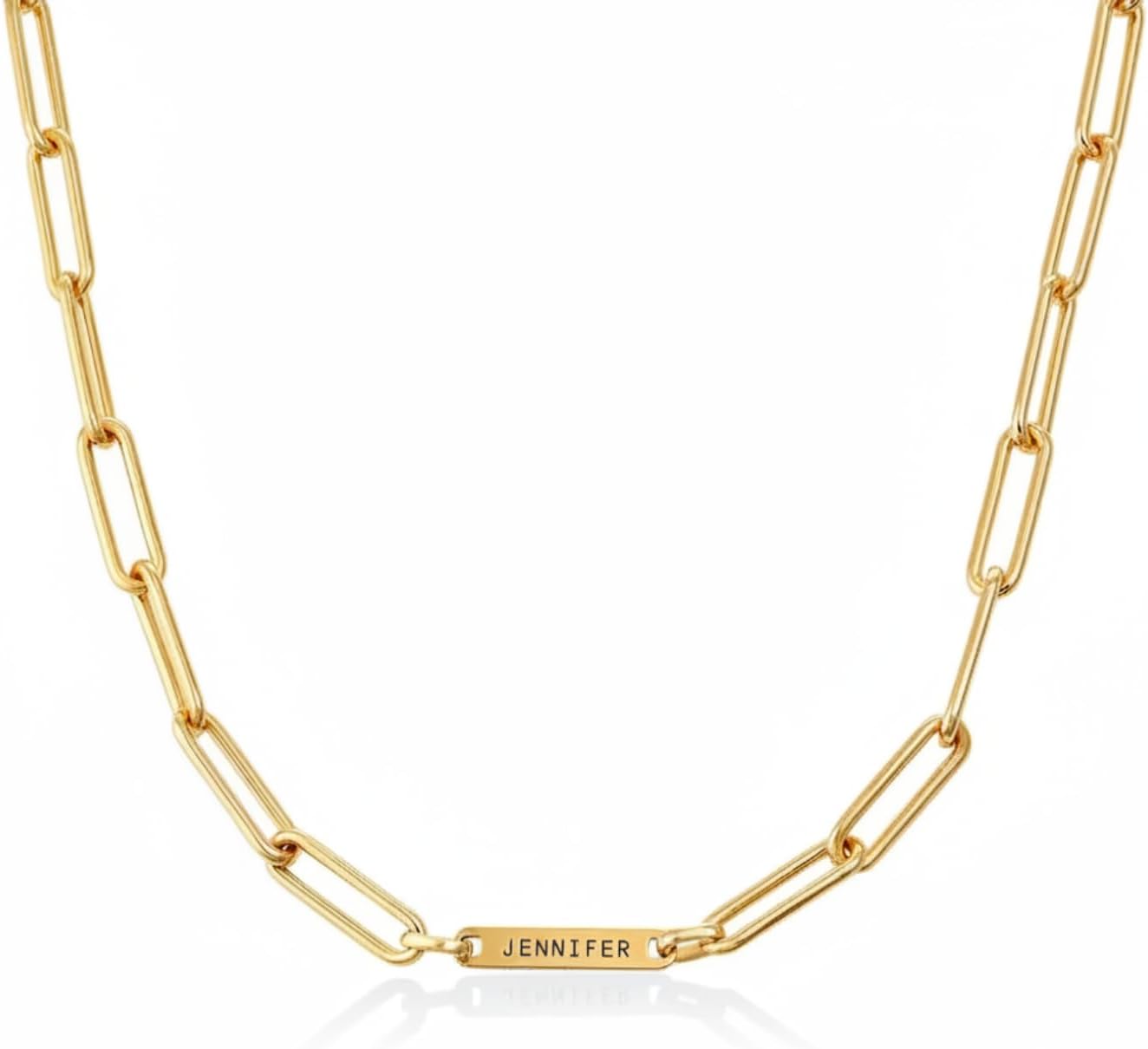 OAK & LUNA - Personalized Ivy Paperclip Chain Necklace - Custom Engraved Jewelry for Her, Women - Gift for Mother's Day, Birthday, Christmas