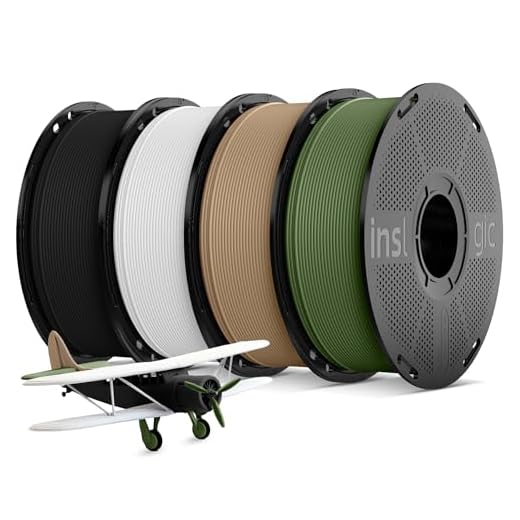 Inslogic Matte PLA Filament 1.75mm 3D Printer Filament, Fine Matte Texture & High Precision, 2.2lbs x 4 Spools Fit Most FDM 3D Printers, Black+White+Wood-Like+Olive Green