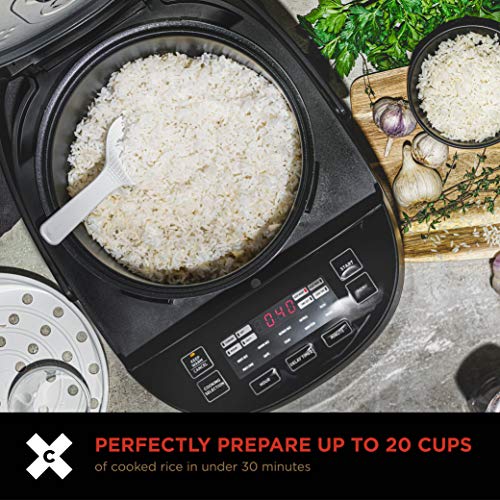 Crux 20 Cup Induction Rice Cooker, Multi-Cooker, Food Steamer, Slow Cooker, Stewpot, Easy One-Pot Healthy Meals, Dishwasher Safe Non-Stick Bowl, Black, One Size #TOP1