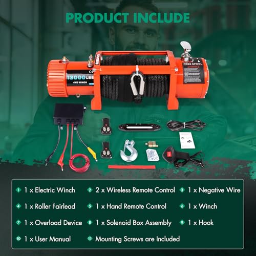 Winche eléctrico SCITOO 13000lbs 12V con cuerda sintética miniatura 4