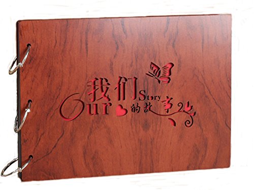 Self-Adhesive Wood My Adventure Photo Album Retro Album Anniversary Scrapbook DIY Anniversary Scrapbook Album,Photo Album,Wedding Album 10x8'' â€¦ (Our Story)