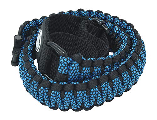 Ten Point Gear Gun Sling Paracord 550 Adjustable w/Swivels (Multiple Color Options) (Black & Blue Diamonds)