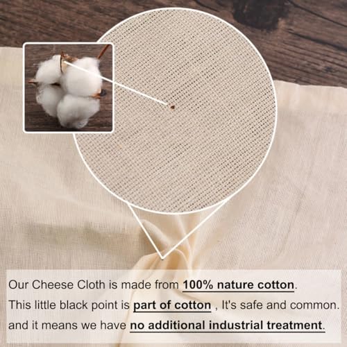 Image of 15 Pcs Cheese Cloths, SGS Tested 100% Unbleached Cotton, 20x20 Inch Grade 100 Reusable Cheese Cloth With Ultra-Fine Mesh, Reusable Muslin Cheesecloth for Straining,Juicing,Cooking Turkey, Baking