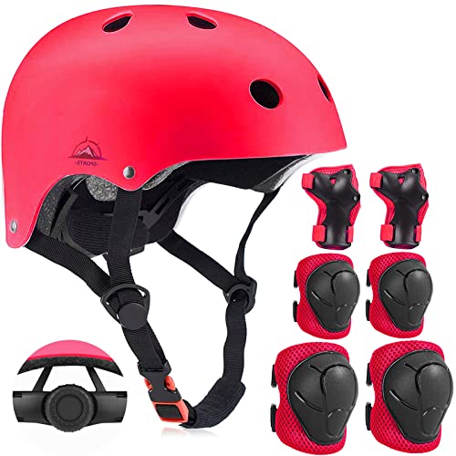 Adjustable Kids Helmet with Knee Pad, Elbow Pads & Wrist Guards - Toddler Bike Helmets for Ages 3-5, 5-8, 8-14 Years - Perfect for Skating, Biking, Cycling, and Skateboard - for Boys and Girls