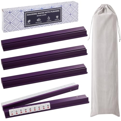 magic sewing machine 4PCS Wooden Mahjong Racks with Magnetic Pushers, 17.4 in Natural Wood American Mahjong Tile Rack Set, Modern Table Game Accessories for Mahjong Tiles (Plum, 17.5 in)