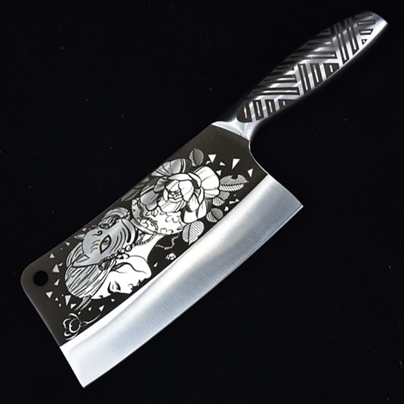 Meat Cleaver,Cleaver Knife 7 Inch Longquan Knives Veins Handmade Forged Sharp Slicing Cleaver Kitchen Knife With Patterns Cooking Tools, LAMAJIGA5844