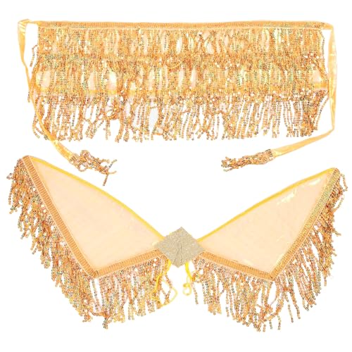 Falda con borlas de lentejuelas dorada suave y comoda que no pica para mujer