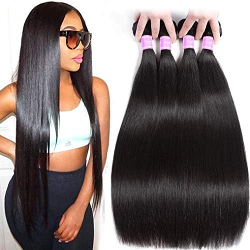 Flady Unprocessed Weft Hair Extensions Human Hair Bundles Deal 9A Brazilian Virgin Straight Human Hair Bundles(14 16 18 20)