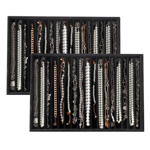 Image of Large Velvet Jewelry Tray Display Drawer Inserts 2 Pack