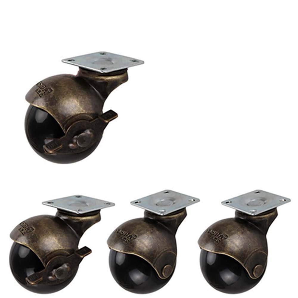 Ruote girevoli universali con Piastra Fissa per mobili antichi da 2 Pollici e 50 mm, con Freno, 180 kg, sicure per Pavimenti in Legno, Moquette e Piastrelle, Confezione da 4