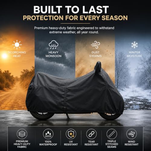 Image of Sulfar Water Resistant Universal Bike Cover UV Protection & Dustproof Bike Body Cover for Royal Enfield Bullet Bike (Black)