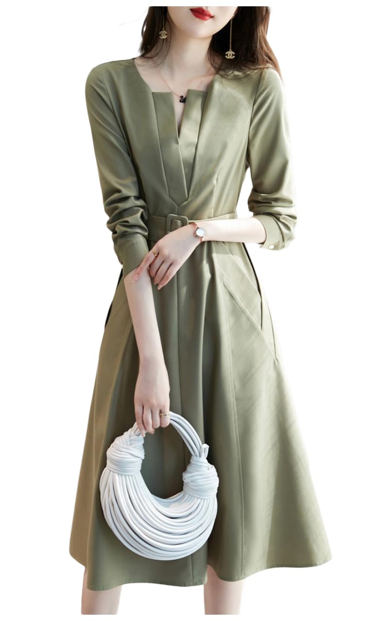 【新品未使用】エムプルミエ バックボタンウエストベルトワンピース 秋色 S 新品未使用】エムプルミエ バックボタンウエストベルトワンピース 秋色