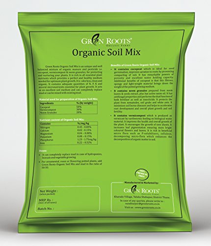 Image of Green Roots Organic Potting Soil Mix with Cocopeat, Vermicompost, Neem Granule, Plant Manure /Khad - 1 KG