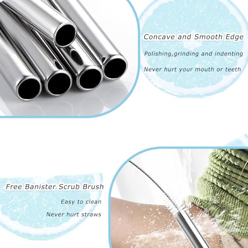Luxoraiova 6 Stück Wiederverwendbare Edelstahl Strohhalme 31cm für Stanley Cup 30oz/40oz – Lebensmittelechte 304 Metall Trinkhalme mit 1 Reinigungsbürsten, Spülmaschinenfest & Umweltfreundlich