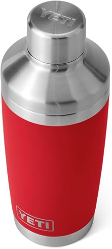YETI Rambler - Coctelera de acero inoxidable aislada al vacío, 20 onzas, color rojo rescate