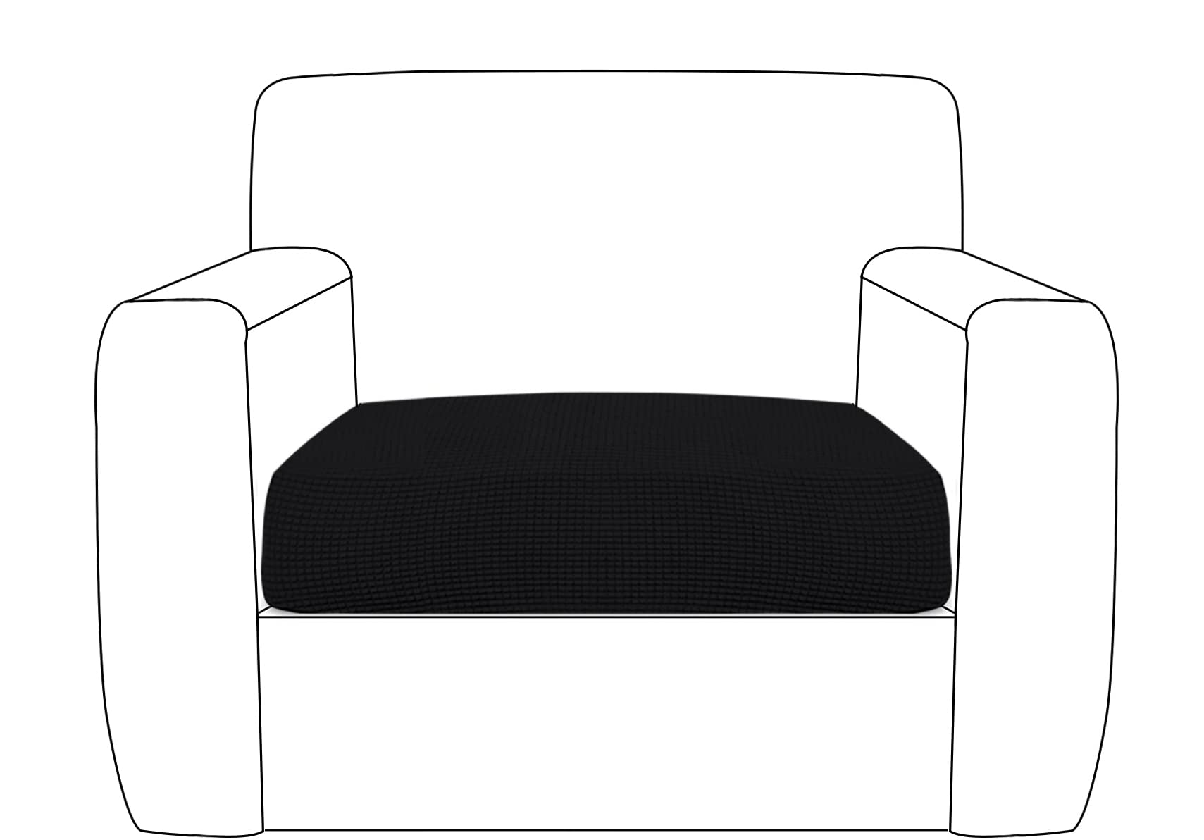 Stretch Sofa Seat Cushion Cover Sofa Couch Cushion Furniture Protector Sofa Slipcover with Elastic Bottom Spandex Jacquard Fabric Small Checks (Black, 1 Seater)