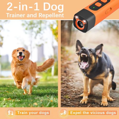 Anti Bell Gerät Hunde, Ultraschall Hundeabwehr, Wiederaufladbar Antibell Ultraschall Gerät, Antibell Ultraschall Gerät mit 3 Einstellbaren Frequenzen LED-Taschenlampe, Bellstopp für Hunde
