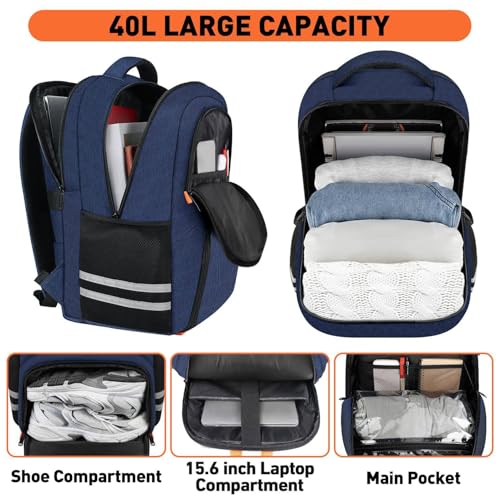 Image of Ytonet Gym Backpack for Men Women, Travel Backpack Fit 15.6 Inch Laptop | Water Resistant Lightweight Workout Bag with Shoe Compartment for Sports Camping Hiking Dark Blue