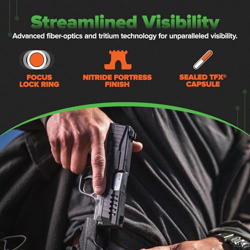 Image of TRUGLO Tritium Pro Night Sights, Compatible with Glock Handgun Models | Compact Durable Glow-in-The-Dark Front & Rear Gun Sight Set with Focus Lock Front Ring