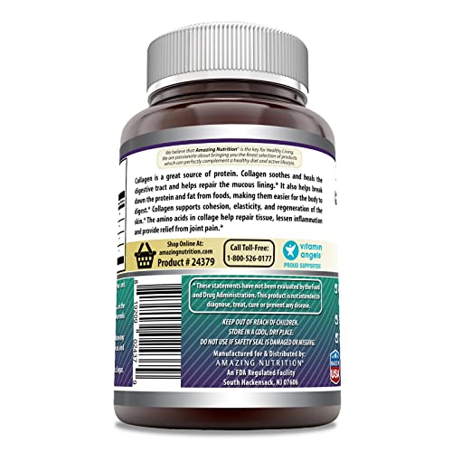 Amazing Formulas Collagen Supplement (Non-Gmo,Gluten Free) Collagen Type I, Ii & Iii With Vitamin C & Hyaluronic Acid* -Supports Healthy Joints, Hair & Bones* (1600 Mg Capsules, 180 Count) #TOP1