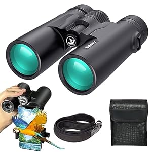 Gosky 10×42 Roof Prism Binoculars for Adults, HD Professional Binoculars for Bird Watching Travel Stargazing Hunting Concerts Sports-BAK4 Prism FMC Lens-with Phone Mount Strap Carrying Bag