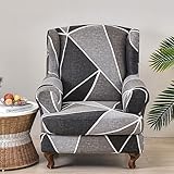 Highdi Funda de Sillón Orejero Elástica para Strandmon, Fundas Protector de Butaca para Dormitorio Recepción Club (Gris Oscuro2)