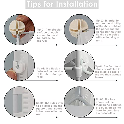 Werkweit Portable Shoe Storage Rack 6-Tier Plastic Cube Storage Tower Shelves For 24 Pairs Of Shoes White Assembled Shoe Cabinet For Entryway, Hallway And Closet For Shoes, Boots, Slippers #TOP5