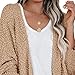 Women's Open Front Pocket Solid Long Sweater Baggy Cardigan Knit Fashion Sweater Warm Casual Fall Winter Sweaters (Khaki,Large)