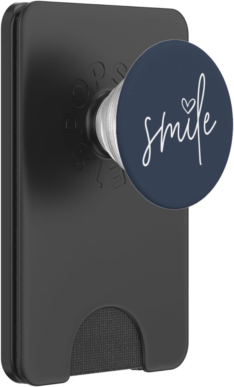 Smile Positive Inspirational Quote - Navy Blue PopSockets PopWallet for MagSafe