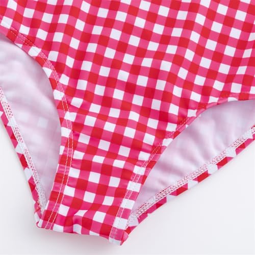 Image of LIZENS Girls One Piece Swimwear Checker Print Ruffles Bathing Suit for Kids Size 2-12