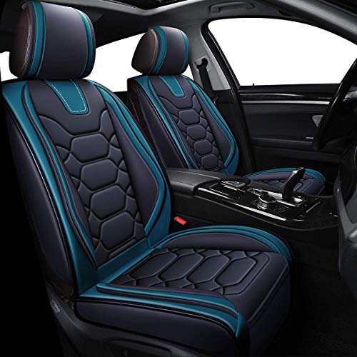 Oasis Auto Car Seat Covers Accessories 2 Pieces Front Premium Nappa Leather Cushion Protector Universal Fit For Most Cars Suv Pick-Up Truck, Automotive Vehicle Auto Interior Décor (Os-004 Teal Blue) #TOP6
