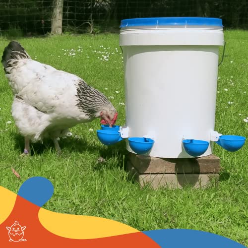 Lil Clucker - Pack Of 5 - Blue Large Automatic Chicken Water Cups - Chicken Waterer Cups Suitable For Ducks, Geese, Turkeys, And Bunny Rabbit - Chicken Water Feeder Kit - Poultry Waterer #TOP7