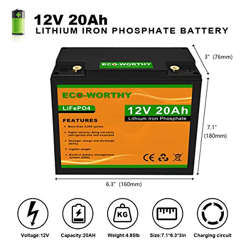 ECO-WORTHY Solar Power System for RV Off Grid Solar Panel Kit with Battery and Inverter : 2pcs 100W 12V Solar Panel + 20A Charge Controller + 2pcs 20Ah Lithium Battery + 600W Solar Inverter