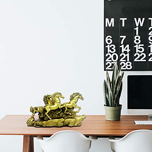 Brasstar Brass Feng Shui Three Galloping Horses Statue 5.9”(L) Home Table Decor Sculpture Wealth Career Luck Decorative Figurine Business Gift Collection Ptzy006 #TOP5