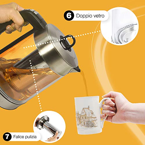 Hervidor eléctrico inalámbrico de cristal resistente a altas temperaturas, 1,7 l, tetera de apagado automático de 40 a… - Imagen 7