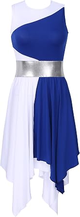 Womens Metallic Praise Dance Dress Overlays Tunics Asymmetrical Satin Skirt Liturgical Lyrical Worship Costume
