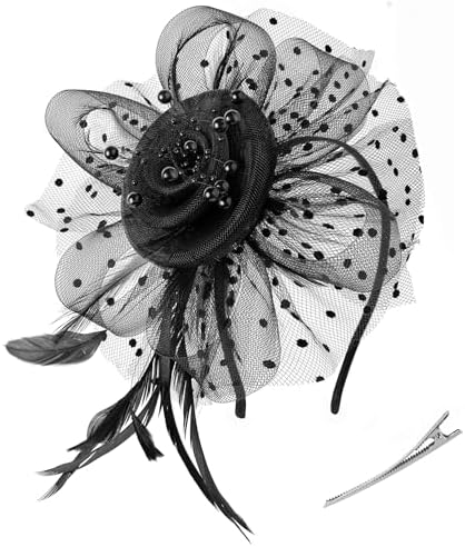 Zivyes Fascinators Hats for Women Tea Party Hat Derby Hat Wedding Headpiece Feather Mesh Hair Clip