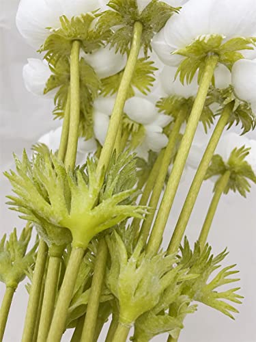 Lebritamfa 10Pcs Artifical Real Touch Pu Anemone Flower Bouquet Room Home Decor (White - 10Pcs) #TOP6