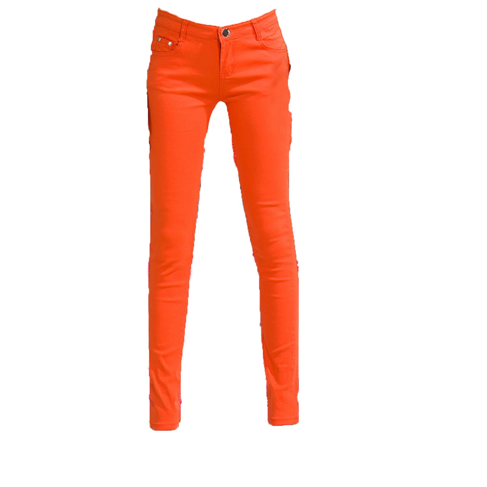 Mid Rise Skinny Jeans for Women Classic Stretch Slim Fit Denim Pants Casual Colored Slimming Tapered Jean (Orange,30)