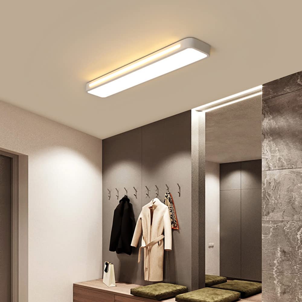 Jadssox 22.8in LED oprawa sufitowa nowoczesny żyrandol półpodtynkowy, nordic 18W liniowy pasek lampa sufitowa prostokąt światła do przedpokoju do kuchni pralnia garaż