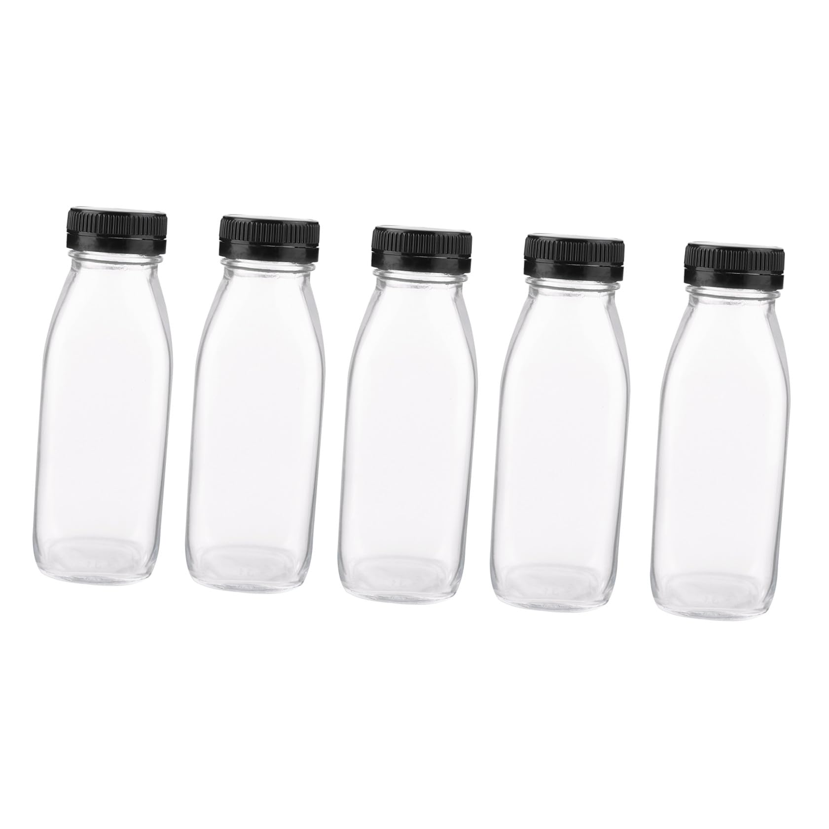 Homoyoyo 5 Stück 300ml Milchflaschen aus Glas mit Umweltfreundlichem Design und Angenehmem Griff für Aufbewahrung von Milch und Getränken zu Hause