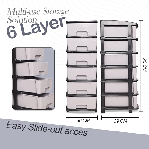 Image of Plastic Modular Drawer Storage Chest Of Drawers Organizer Storage Box, Large Stomo Racks For Multipurpose Anti-slip Shoes Organizers (Grey, 6 Layer)