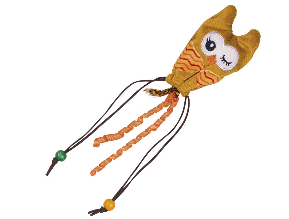 Nobby Pet Orange Soft Toy For Owl Cat With Wooden Ball