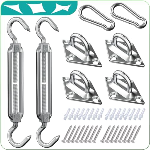 HELEMAN Shade Sail Hardware Kit 5 Inch for Rectangular/Square/Triangular Sun Shade Sail Installation in Patio Lawn and Garden, Anti-Rust Sail Shade Hardware Kit of Heavy Duty (40Pcs)