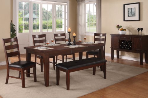 Olvia Walnut 6 Pieces Dining Set with Bench