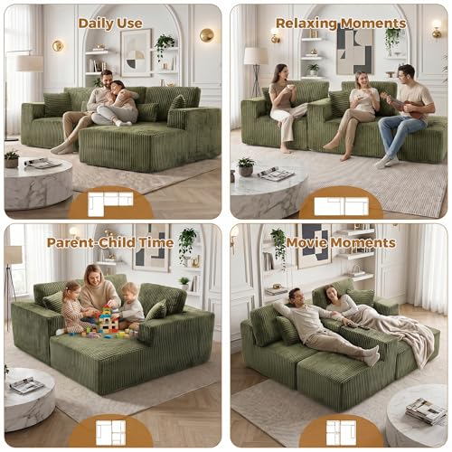 Image of 108 inch Boneless Couch for Living Room, L Shaped Modular Sectional Sofa