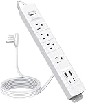 TROND Surge Protector Power Bar with 2 USB C, 4 Outlet Extender, Black, 5ft | Ultra-Thin Flat Plug Extension Cord Indoor, 1440 J, ETL Listed, Wall Mounted, Office Supplies Dorm Room Essentials