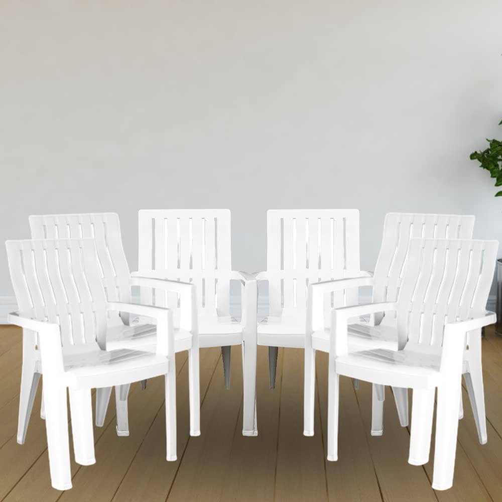 ITALICA Spine Care Plastic Chair for Home, Office, Living Room/Glossy Finish Plastic Outdoor Chair/Patio Chairs for Balcony | Suitable for Indoor & Outdoor (2277, White, Set of 1 Chair)-image-38