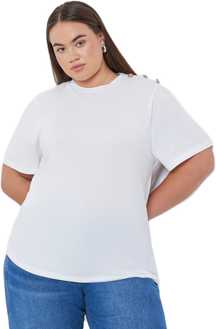 Styli Women Plus Size Shoulder Button T-Shirt -